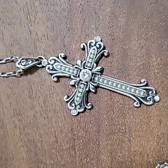 Brighton Alcazar Cross Long Silver Necklace - Picture 2 of 7
